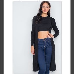 👻Kathrina Black Button Front Longline Cardigan👽